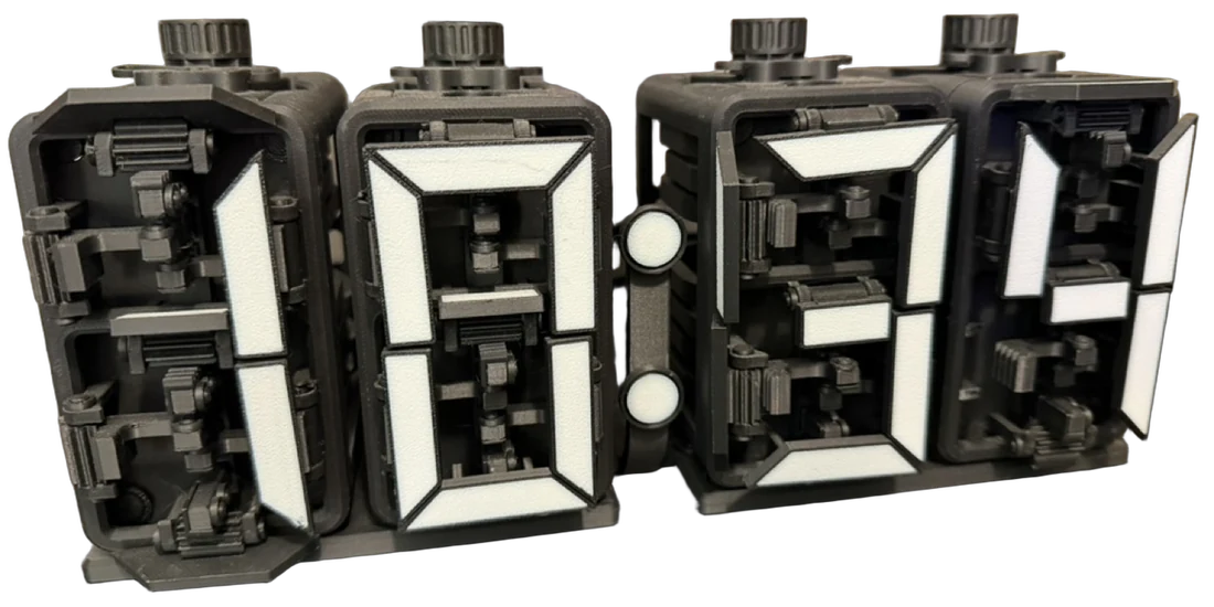 Rack-Driven 7-Segment Clock